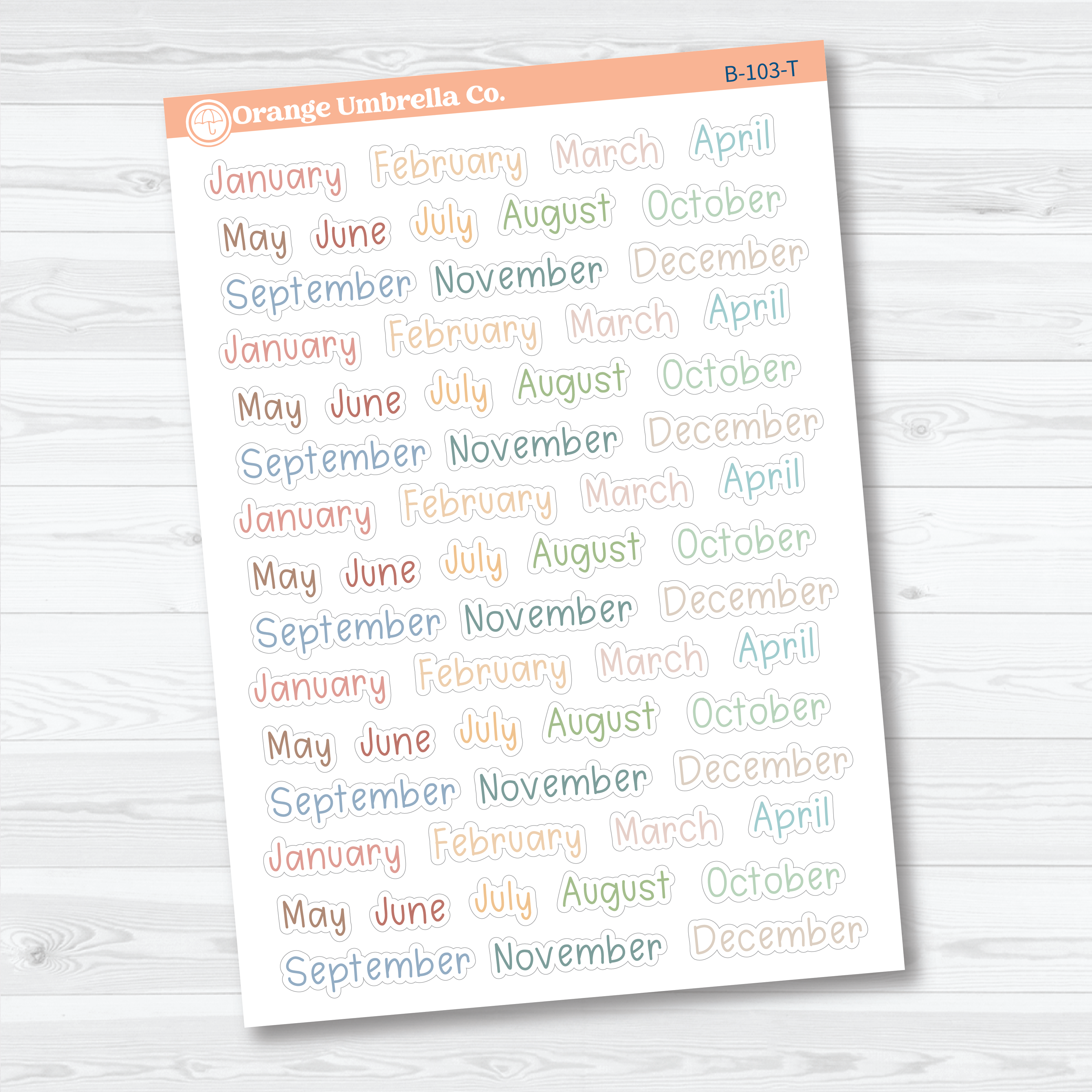 Months Planner Stickers | Tiny Julie’s Plans Month Stickers | B-103