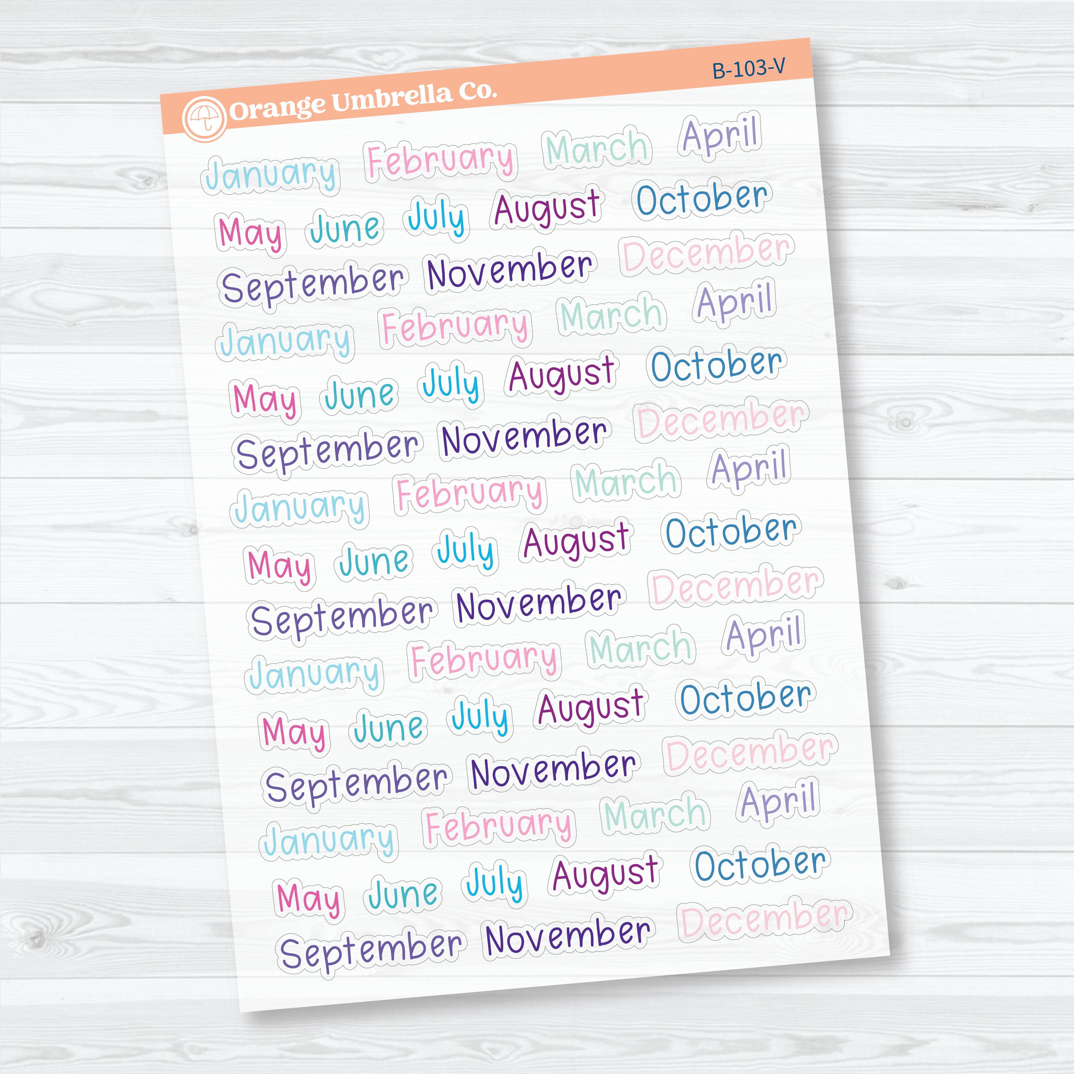 Months Clear Matte Planner Stickers | Tiny Julie’s Plans Month Stickers | B-103-CM
