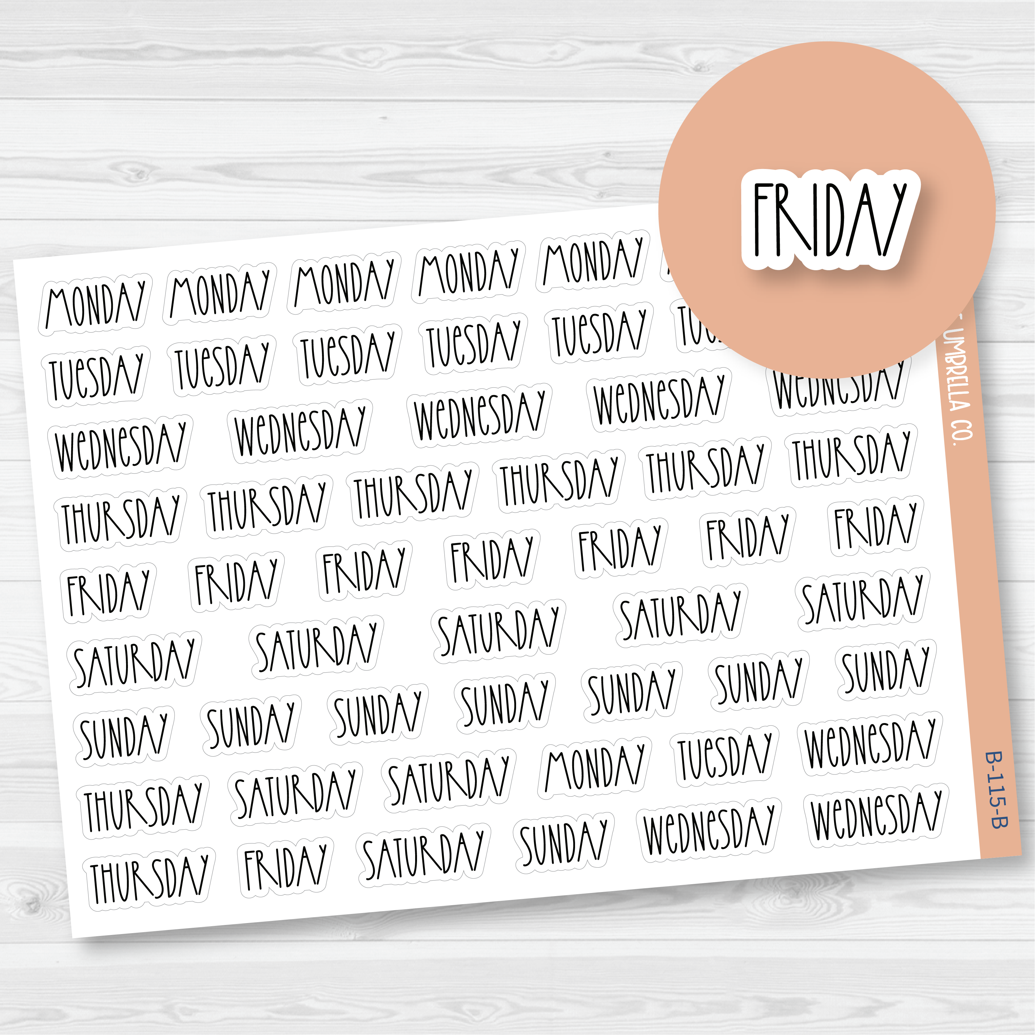 CLEARANCE | Days of the Week Stickers | Script Planner Headers | FC12 | B-115-B