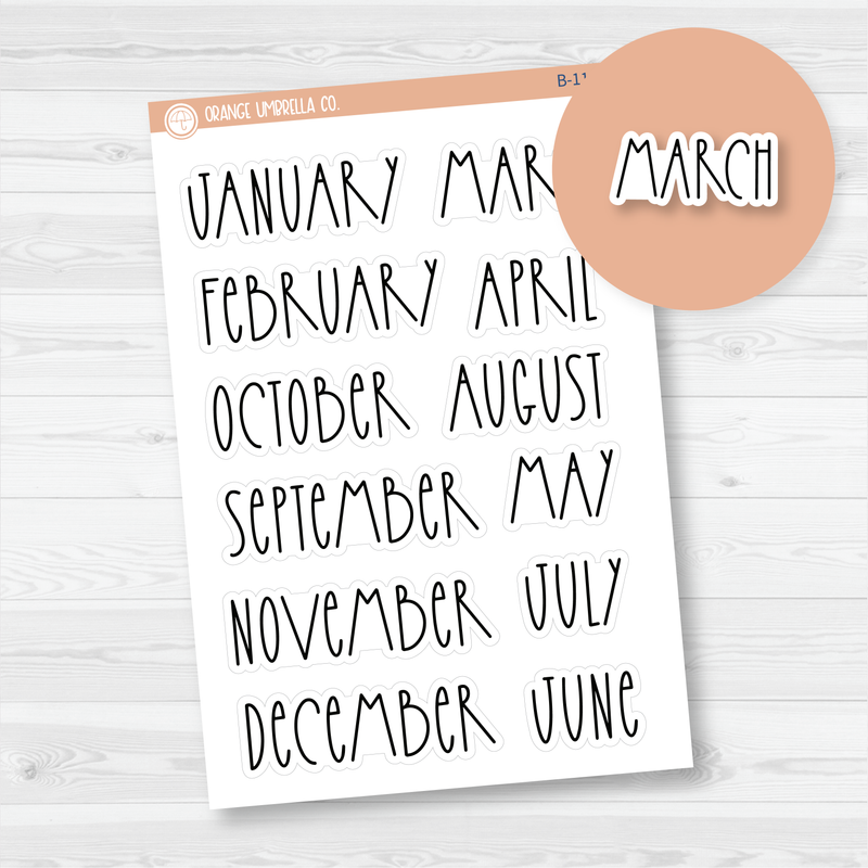 Month Name Header Script Planner Stickers - 7x9 Makse | FC12 Print | B-116-B