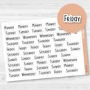 Days of the Week Planner Stickers | Script Weekday Headers | B-119-B