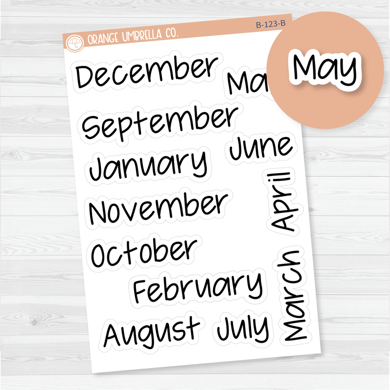 Month Name Planner Stickers - 7x9 ECLP | FJP | B-123-B