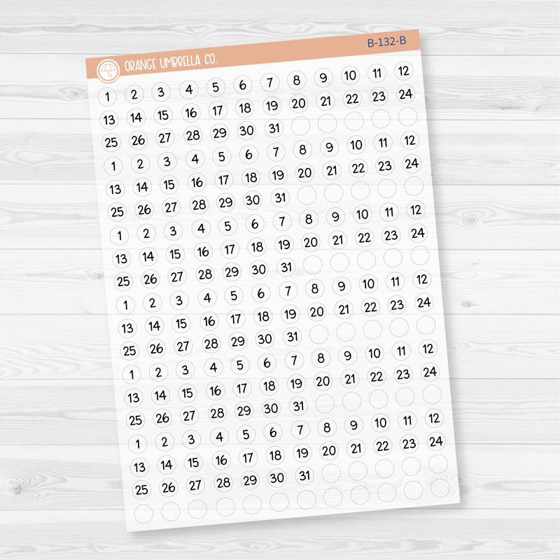 6 Months of Mini Date Dot Covers Planner Stickers | F16 Script | B-131-132-B
