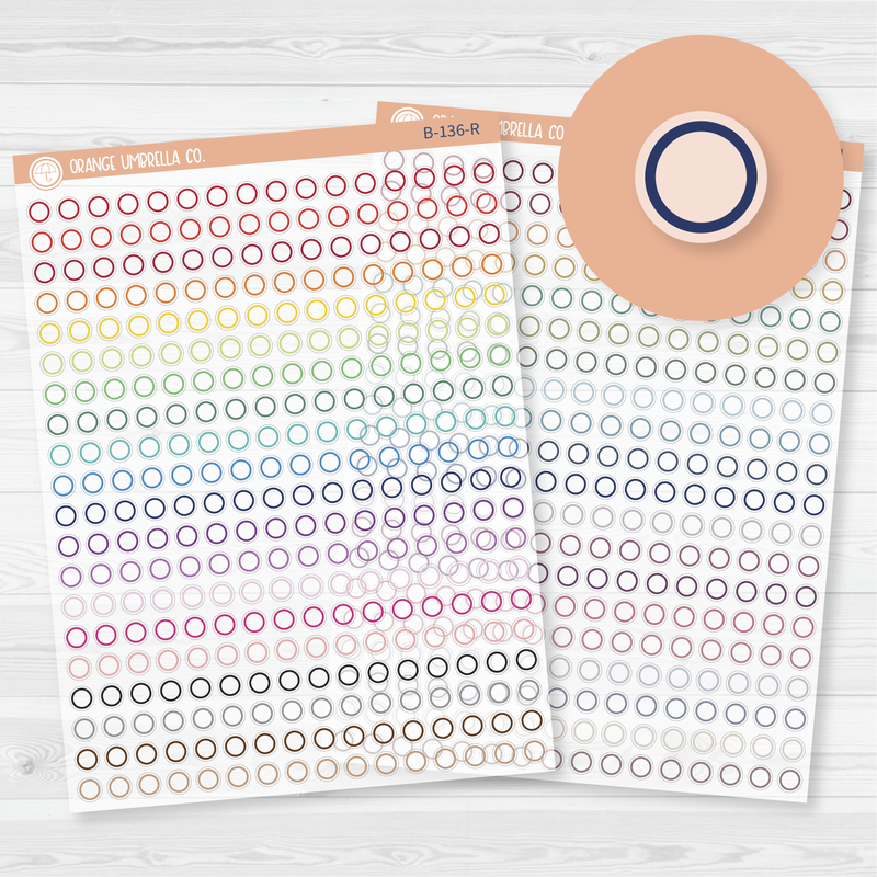 Outline Mini Circle Planner Stickers | Clear Matte | B-136-CM