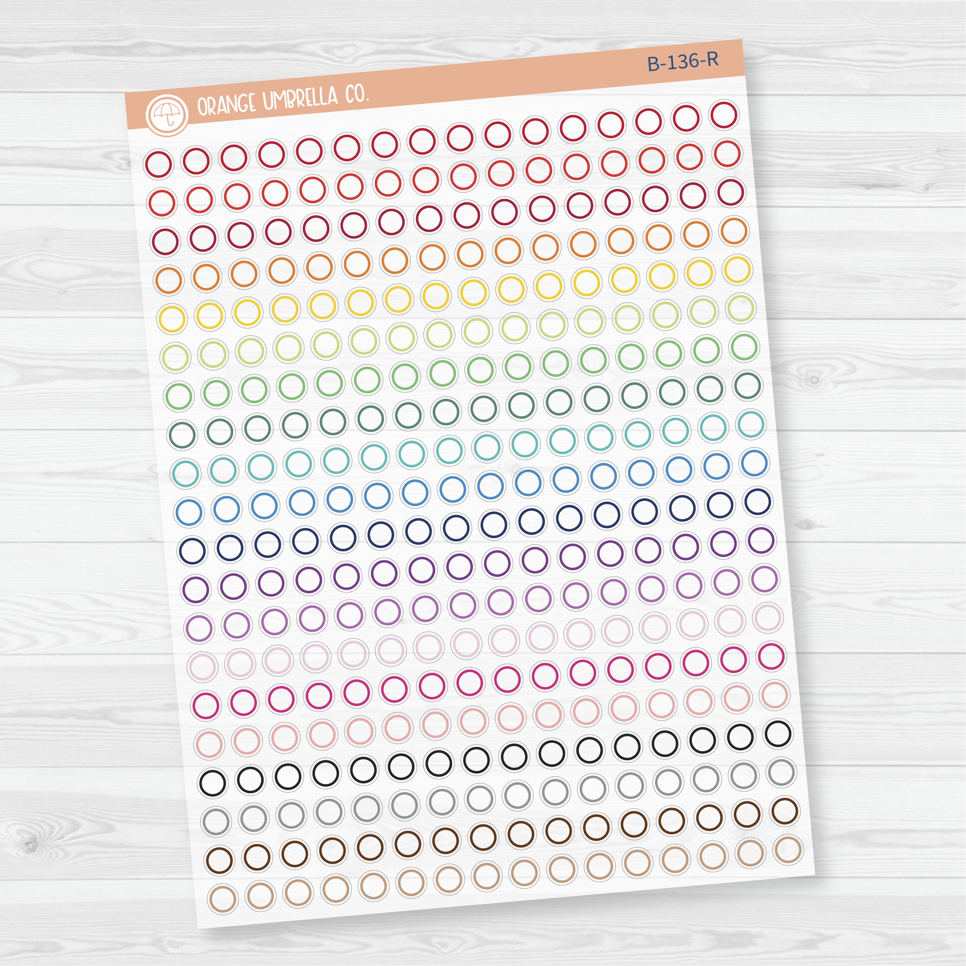 Outline Mini Circle Planner Stickers | Clear Matte | B-136-CM