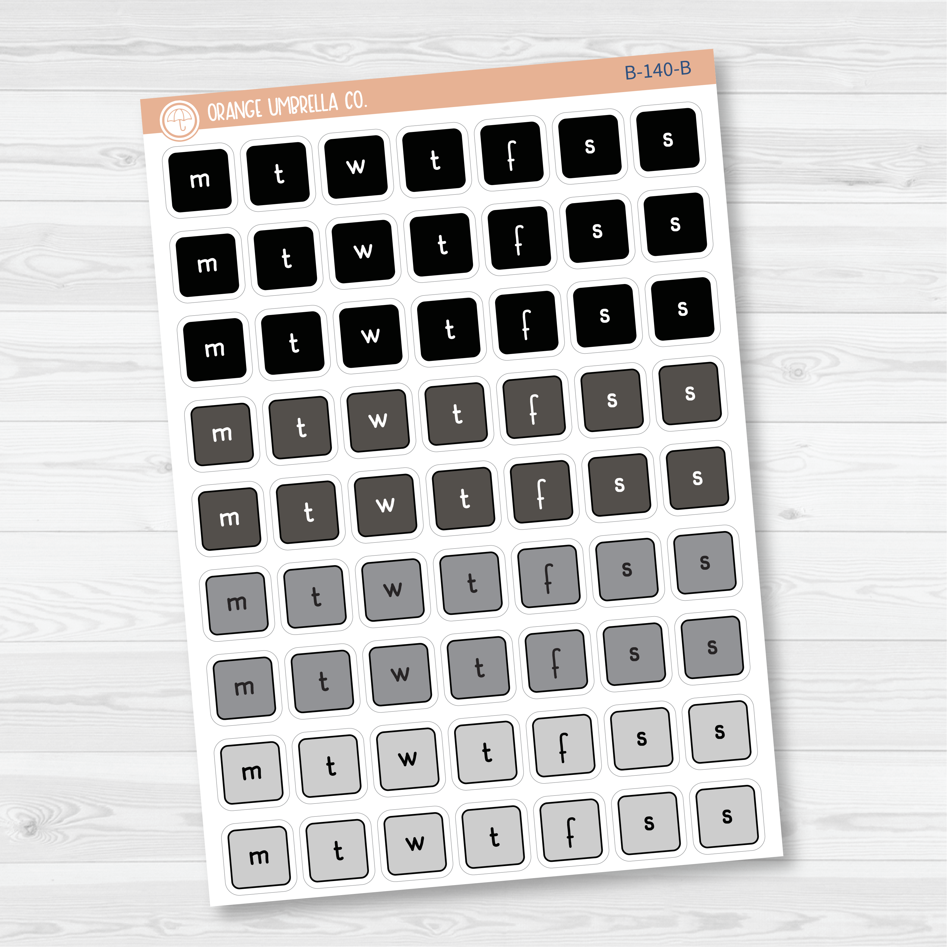 CLEARANCE | Weekday Letter Cover Planner Stickers | F16 Print | B-140
