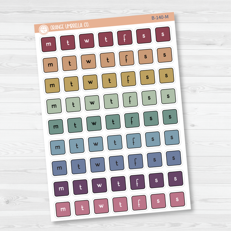 Weekday Letter Cover Planner Stickers | F16 Print | B-140