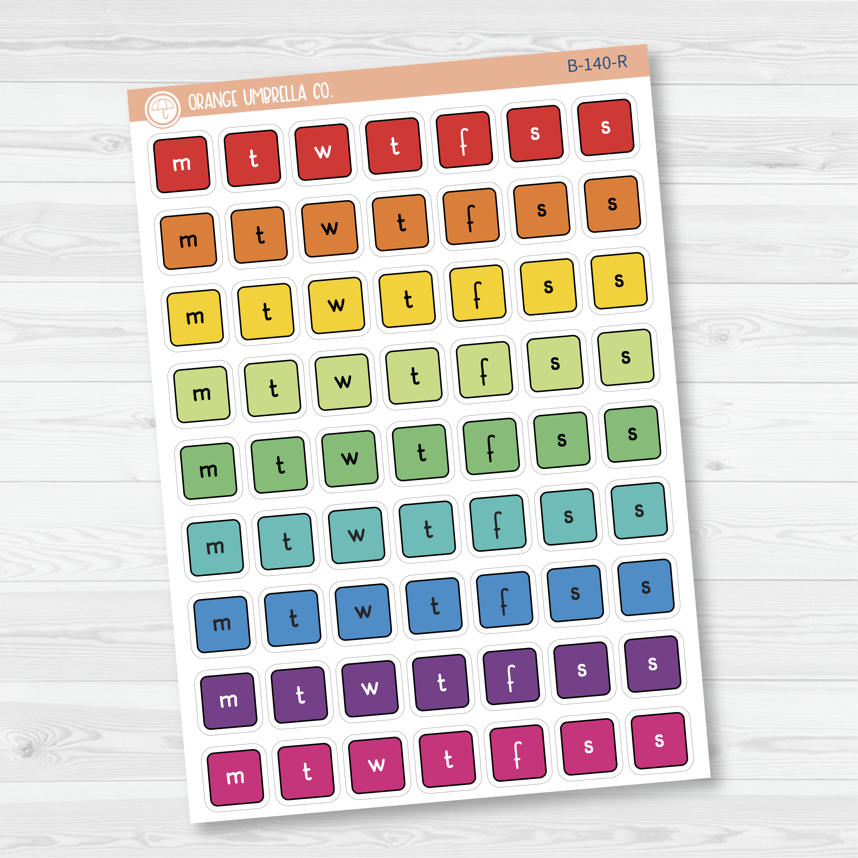 CLEARANCE | Weekday Letter Cover Planner Stickers | F16 Print | B-140