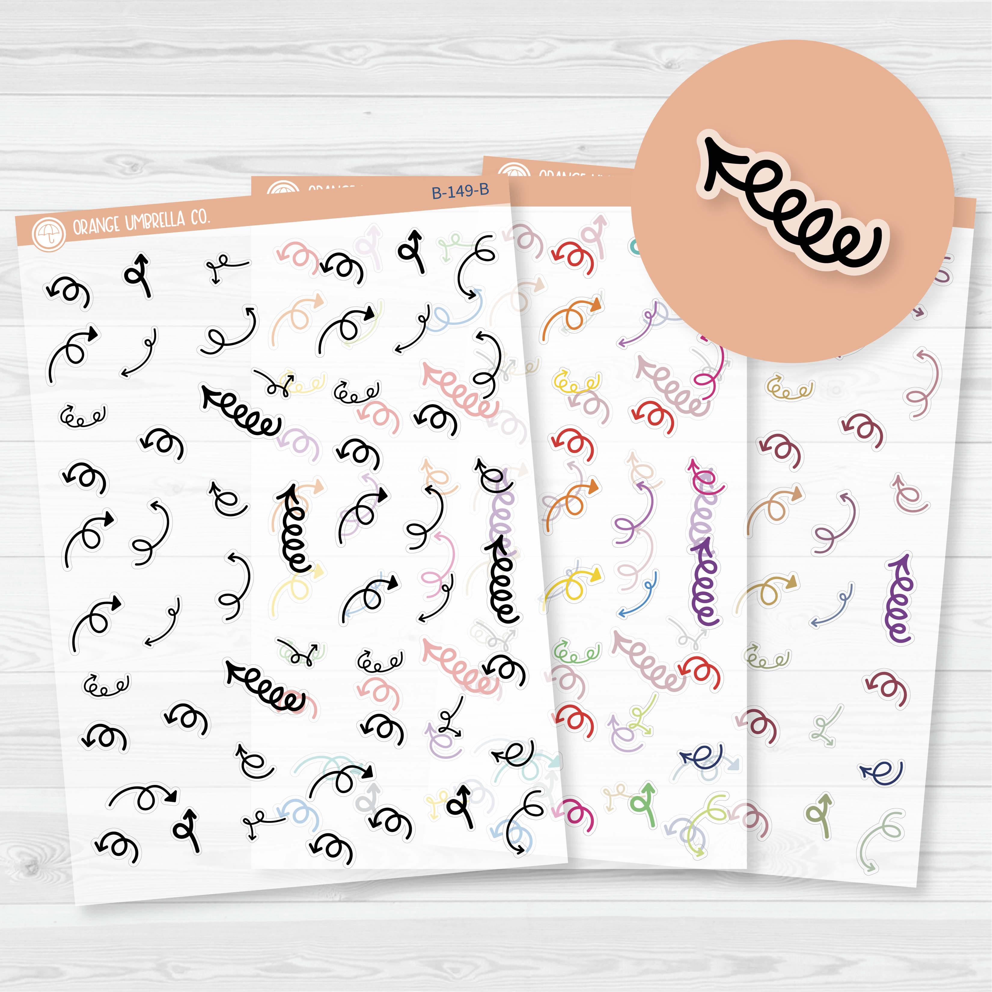 Arrows - Mini Coils/Springy Planning Stickers | Clear Matte | B-149-CM