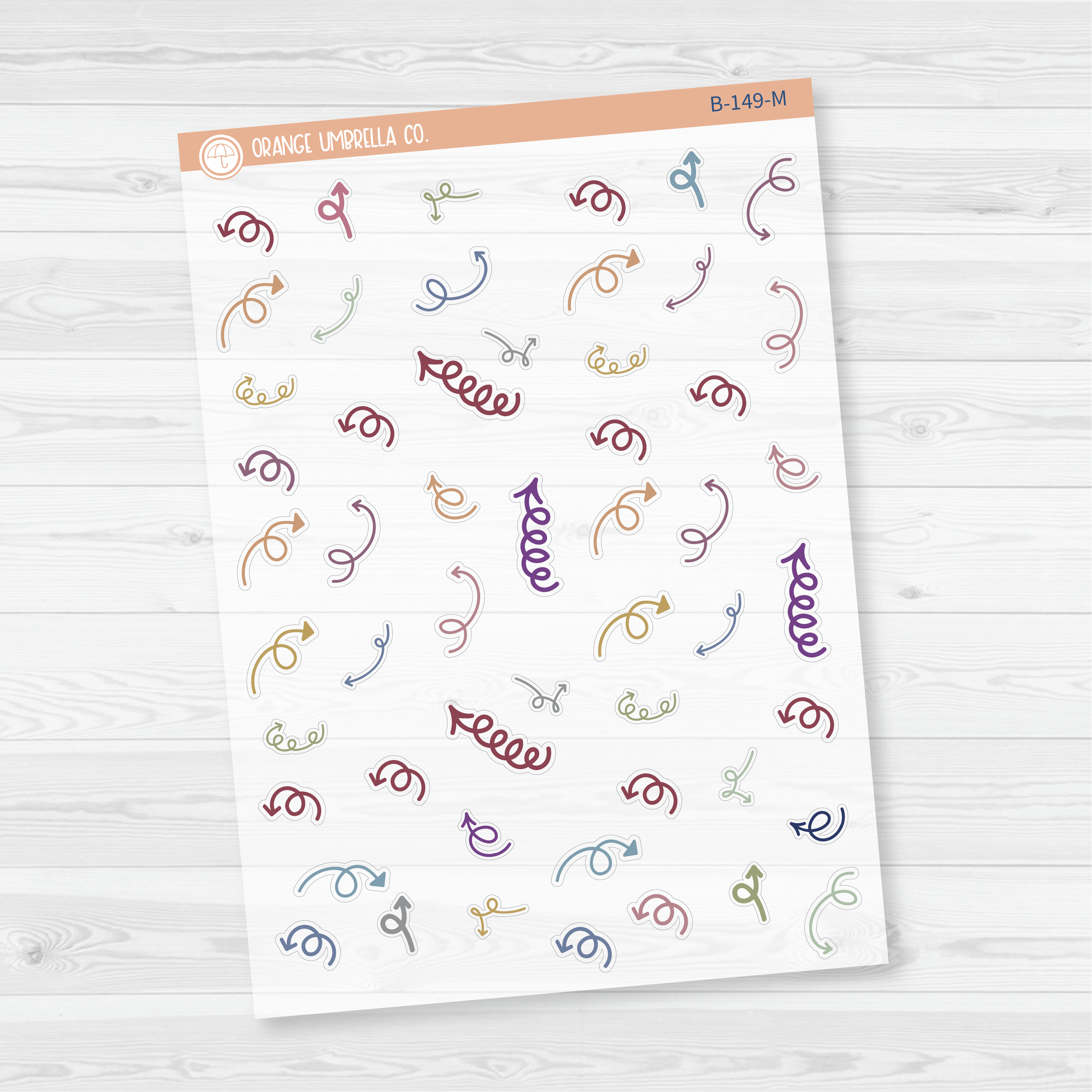 Arrows - Mini Coils/Springy Planning Stickers | Clear Matte | B-149-CM