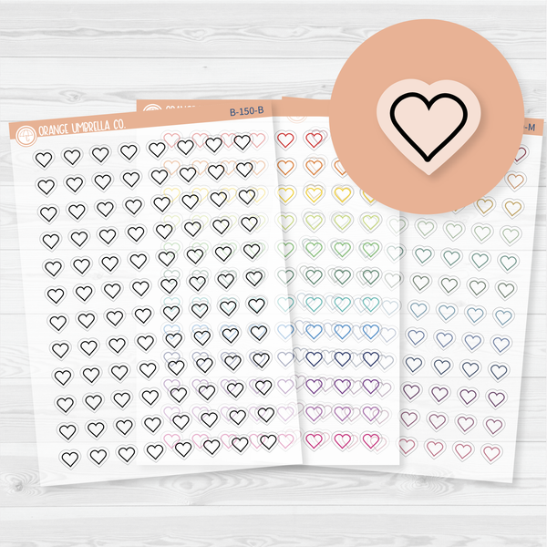 Heart Outline Planner Stickers | Clear Matte | B-150-CM