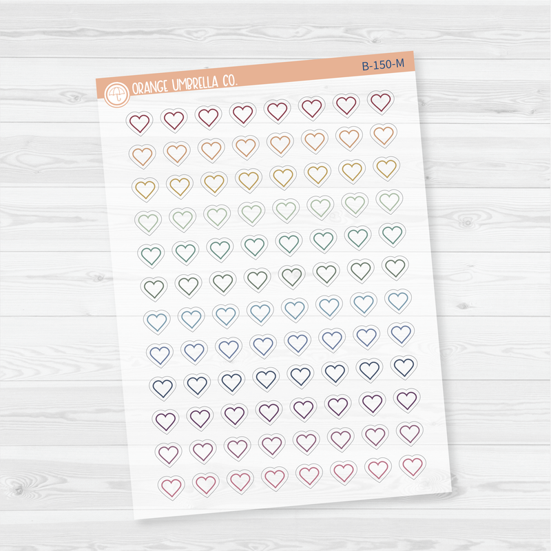 Heart Outline Planner Stickers | Clear Matte | B-150-CM
