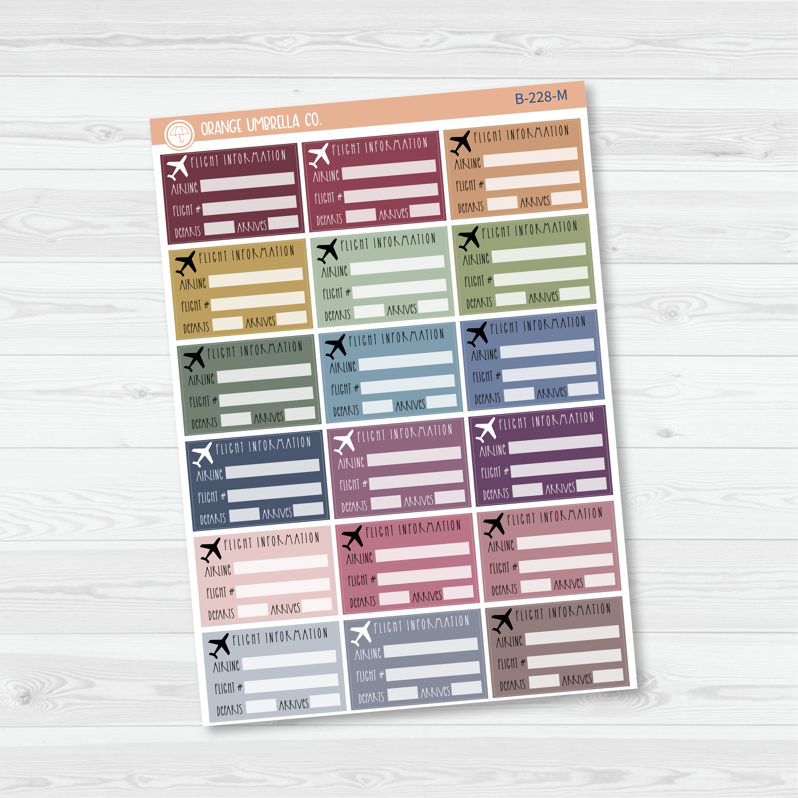 Flight Tracker Half Box Planner Stickers | B-228