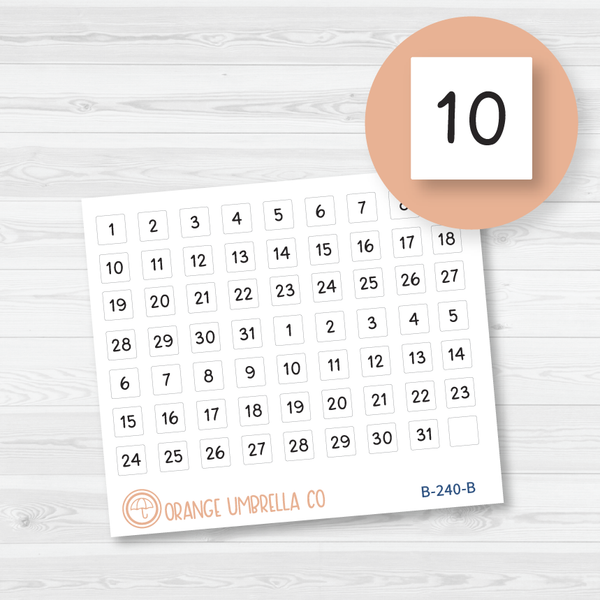 Date Dot Cover Script Planner Stickers | F16 Script Square | B-240-B