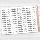 Days of the Week Planner Stickers | Print Weekday Headers | White & Clear Matte | F16 | B-243