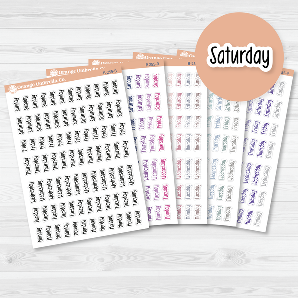 Days of the Week Labels | Weekly Planner Stickers | F18 Print | B-255