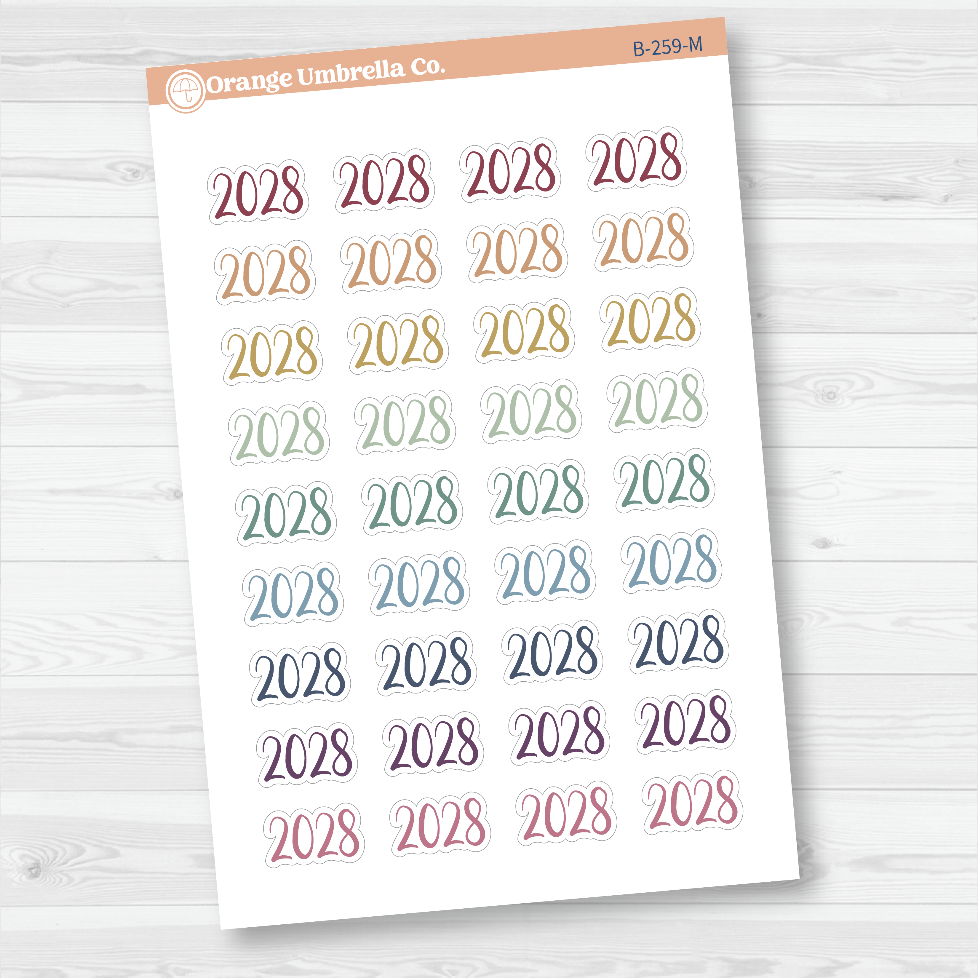 2028 Year Mini Script Planner Stickers | F2 | B-259