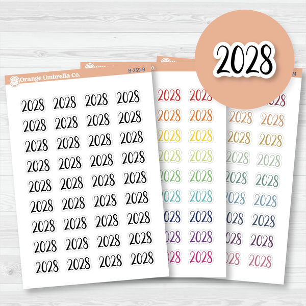 2028 Year Mini Script Planner Stickers | F2 | B-259