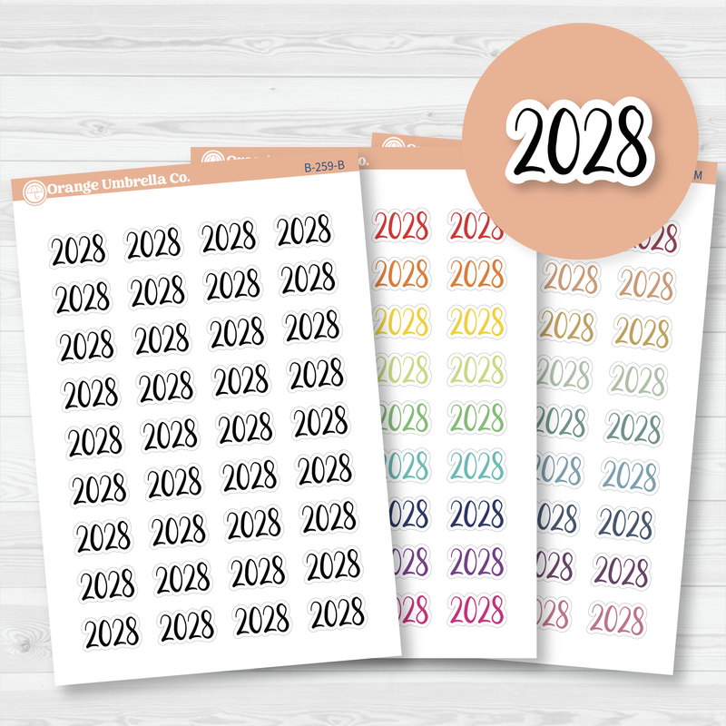 2028 Year Mini Script Planner Stickers | F2 | B-259