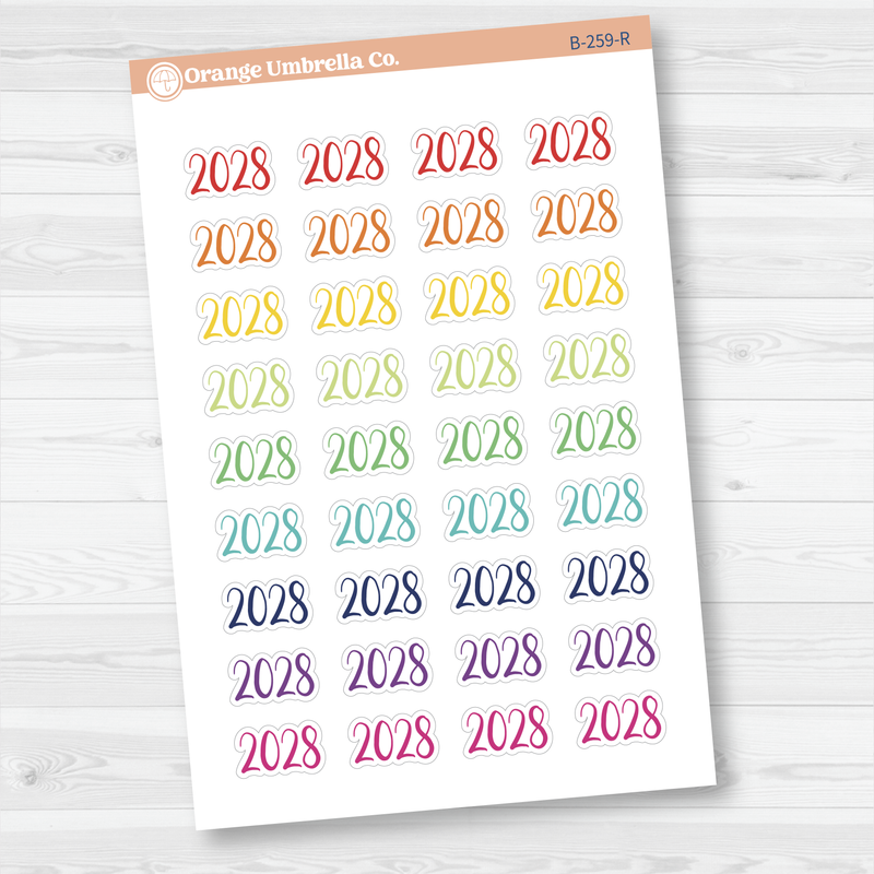 2028 Year Mini Script Planner Stickers | F2 | B-259