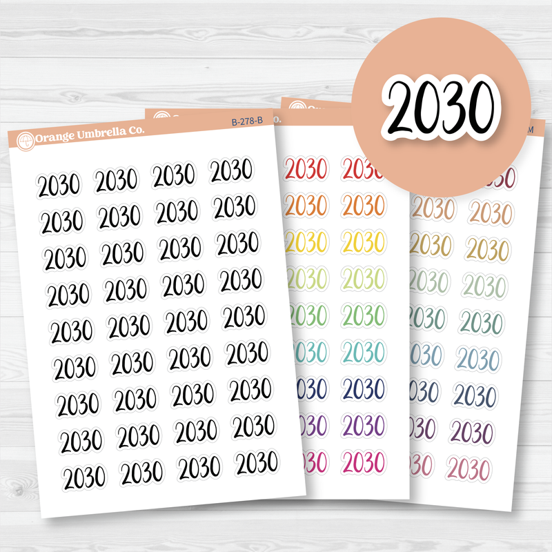 2030 Year Mini Script Planner Stickers | F2 | B-278