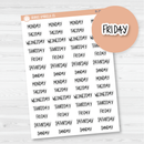 Days of the Week Planner Stickers | Script Weekly Headers | F7 | B-291