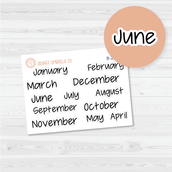 Month Name Planner Stickers - A5 Plum Monthly | FJP | B-293-B
