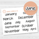 Month Name Planner Stickers - A5 Plum Monthly | FJP | B-293-B