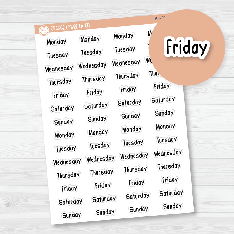 Day of the Week Header Saray Plans Script Planner Stickers | FSP | B-295-B