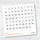 White Date Dot Planner Stickers | Circle or Square Date Numbers | FSP | B-296-297