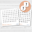 White Date Dot Planner Stickers | Circle or Square Date Numbers | FSP | B-296-297
