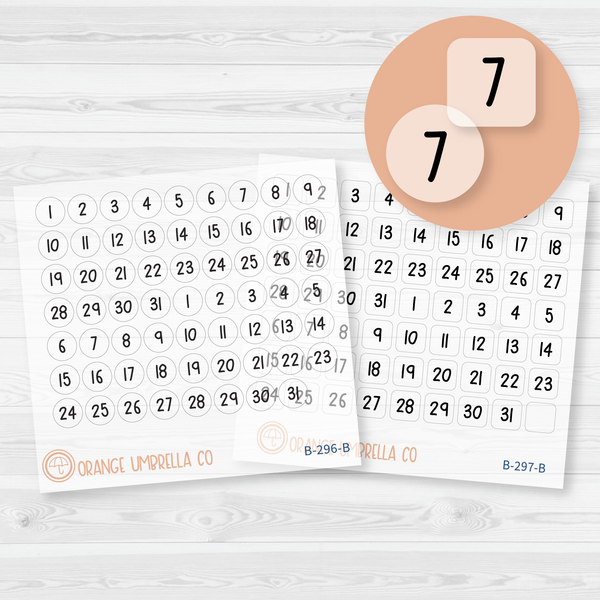 Date Dot Cover Saray Plans Script Planner Stickers | FSP Clear Matte | B-296-297-BCM