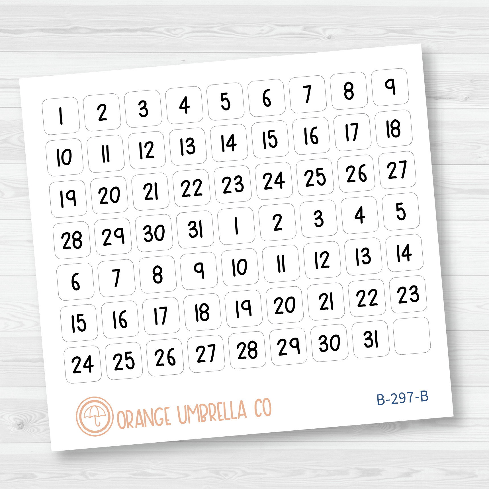 CLEARANCE | White Date Dot Planner Stickers | Circle or Square Date Numbers | FSP | B-296-297