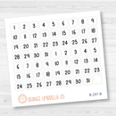 White Date Dot Planner Stickers | Circle or Square Date Numbers | FSP | B-296-297
