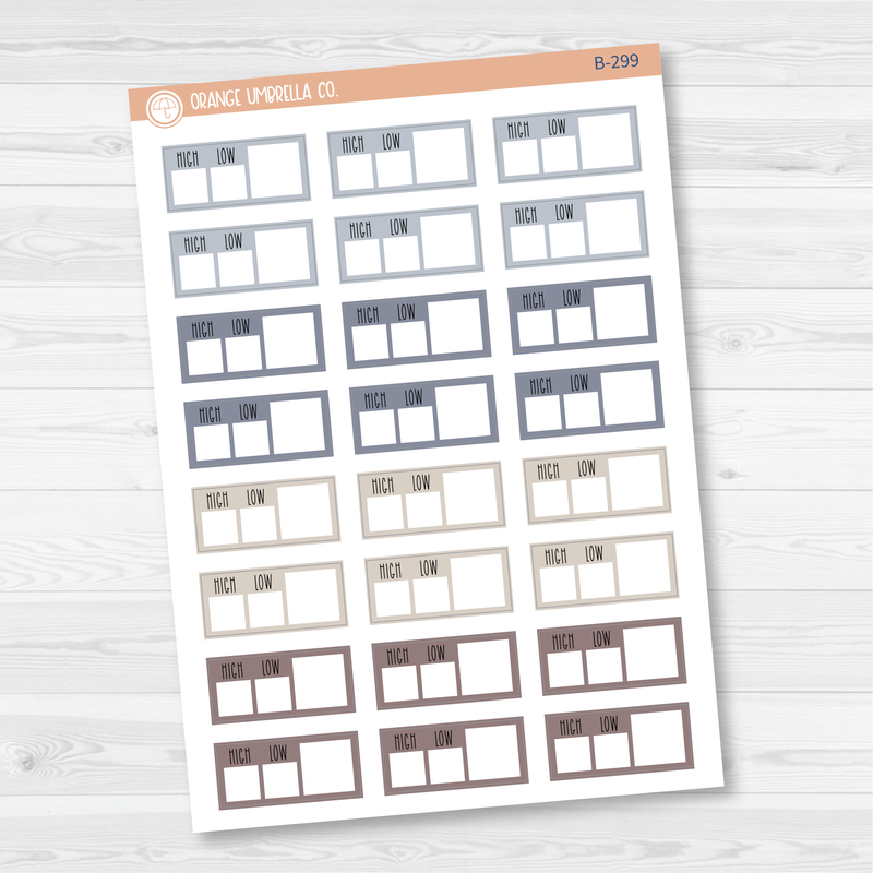 Hobonichi Cousin Weather Tracker Planner Stickers | B-299-B-300