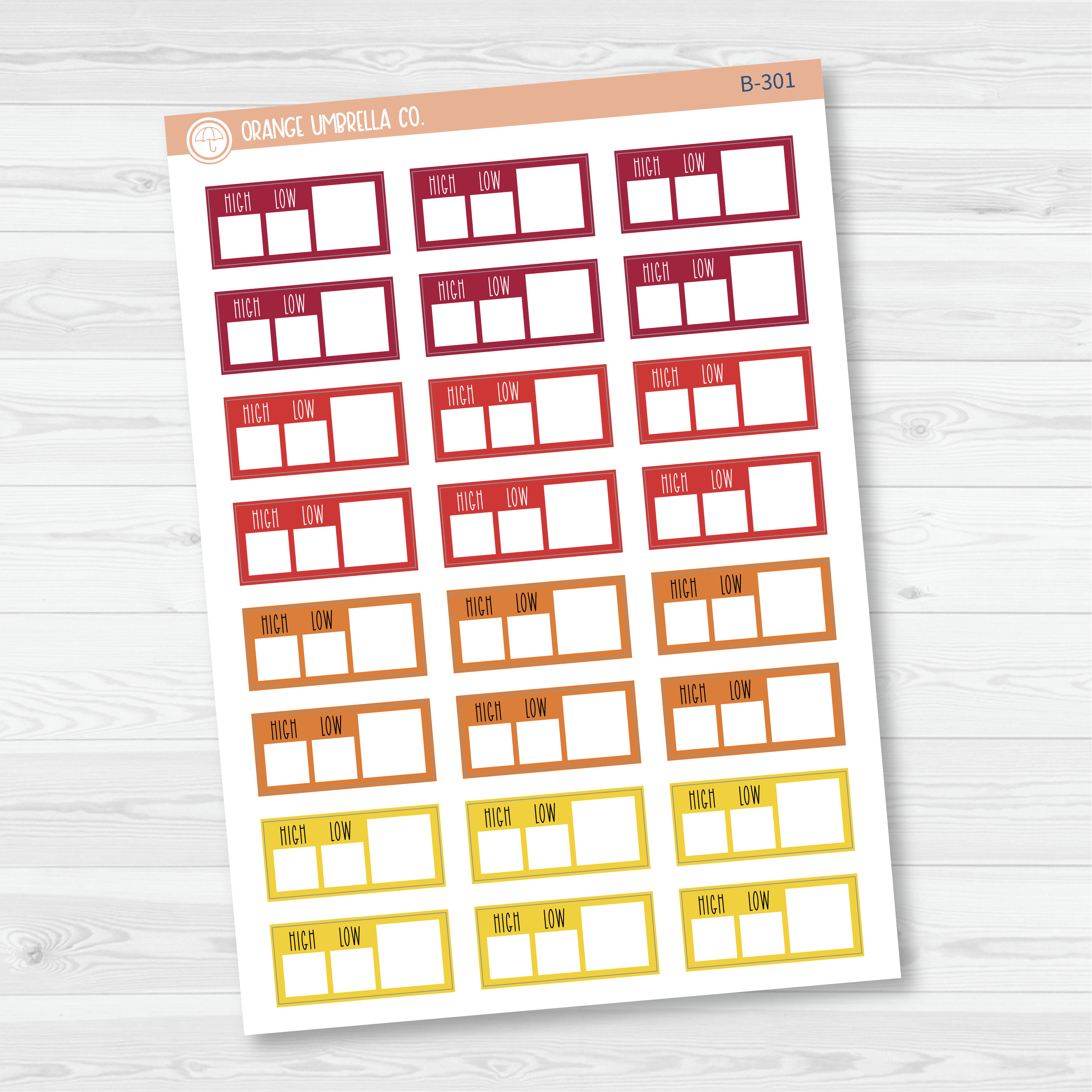 CLEARANCE | Hobonichi Cousin Weather Tracker Planner Stickers | Brights | B-301-B-303