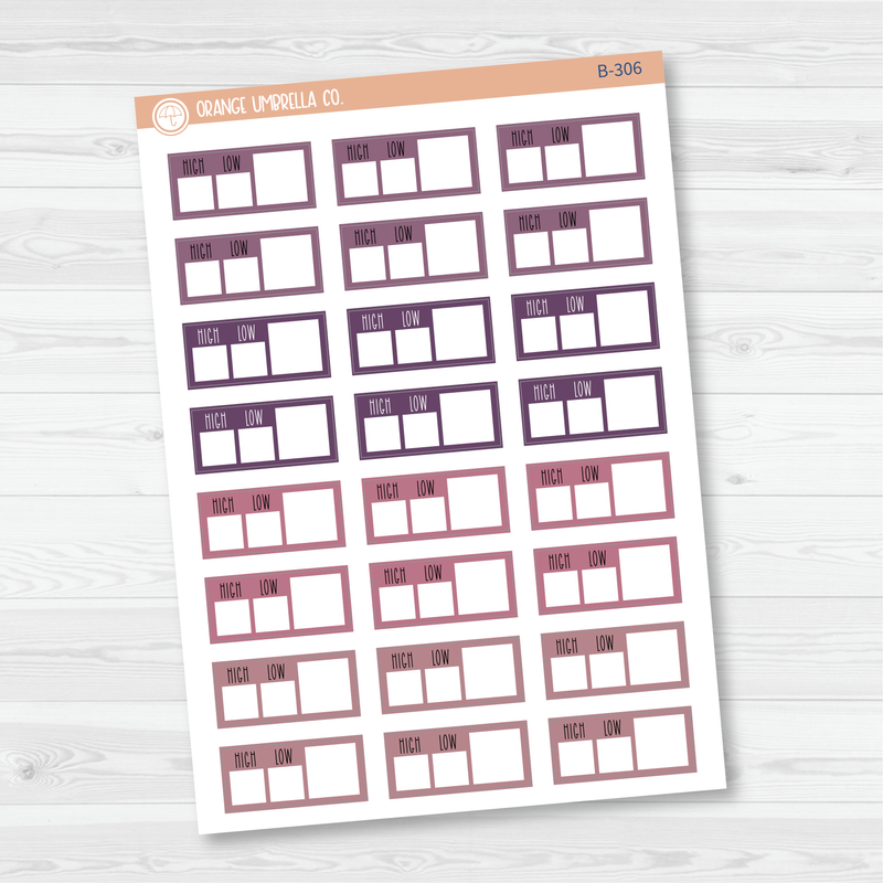 Hobonichi Cousin Weather Tracker Planner Stickers | Muted | B-304-B-306