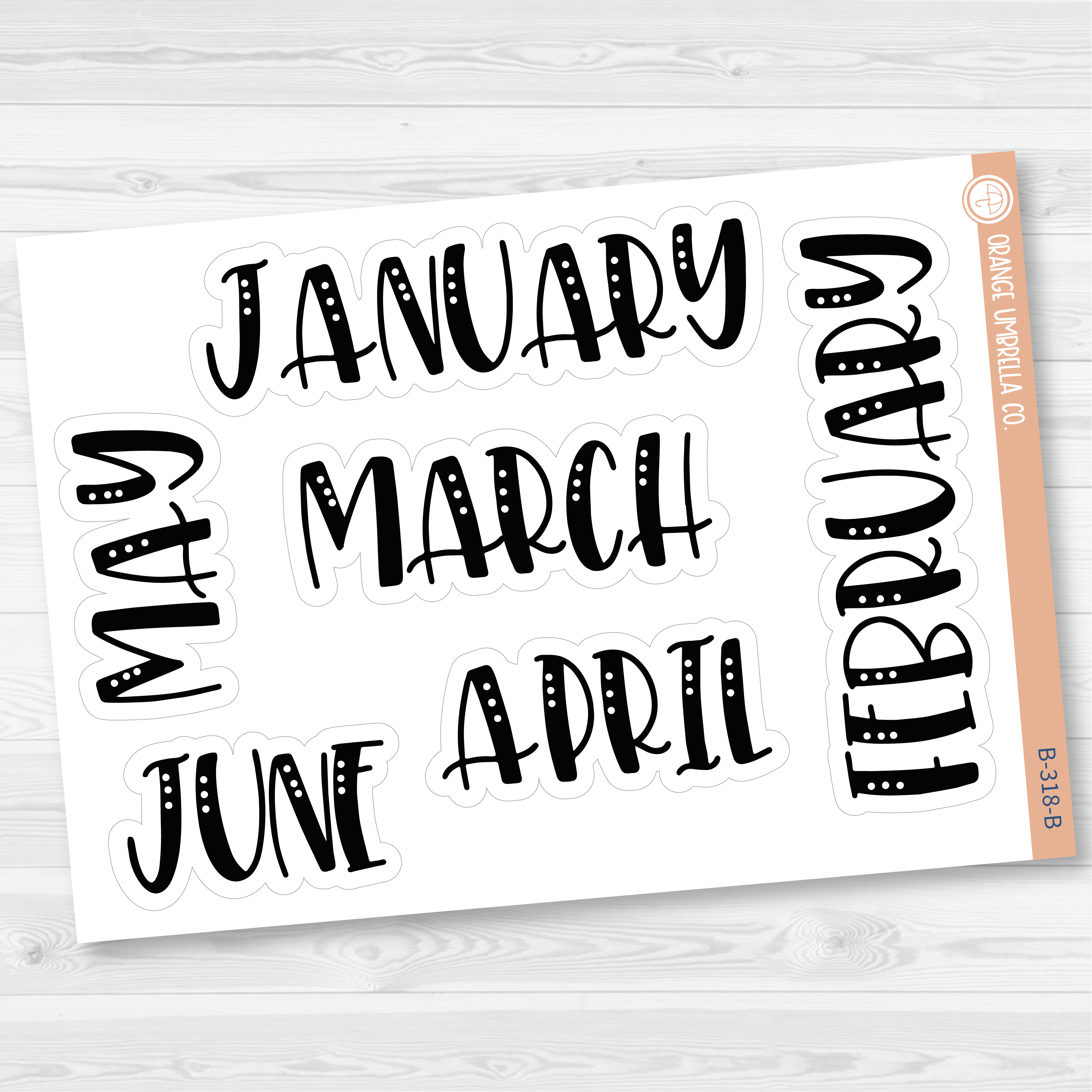CLEARANCE | Month Name Script Planner Stickers | F1 | B-318/319-B