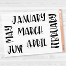 Month Name Script Planner Stickers | F1 Clear Matte | B-318-319-BCM