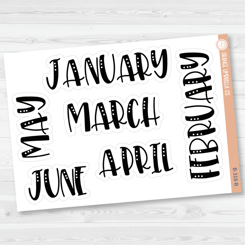 Month Name Script Planner Stickers | F1 | B-318/319-B