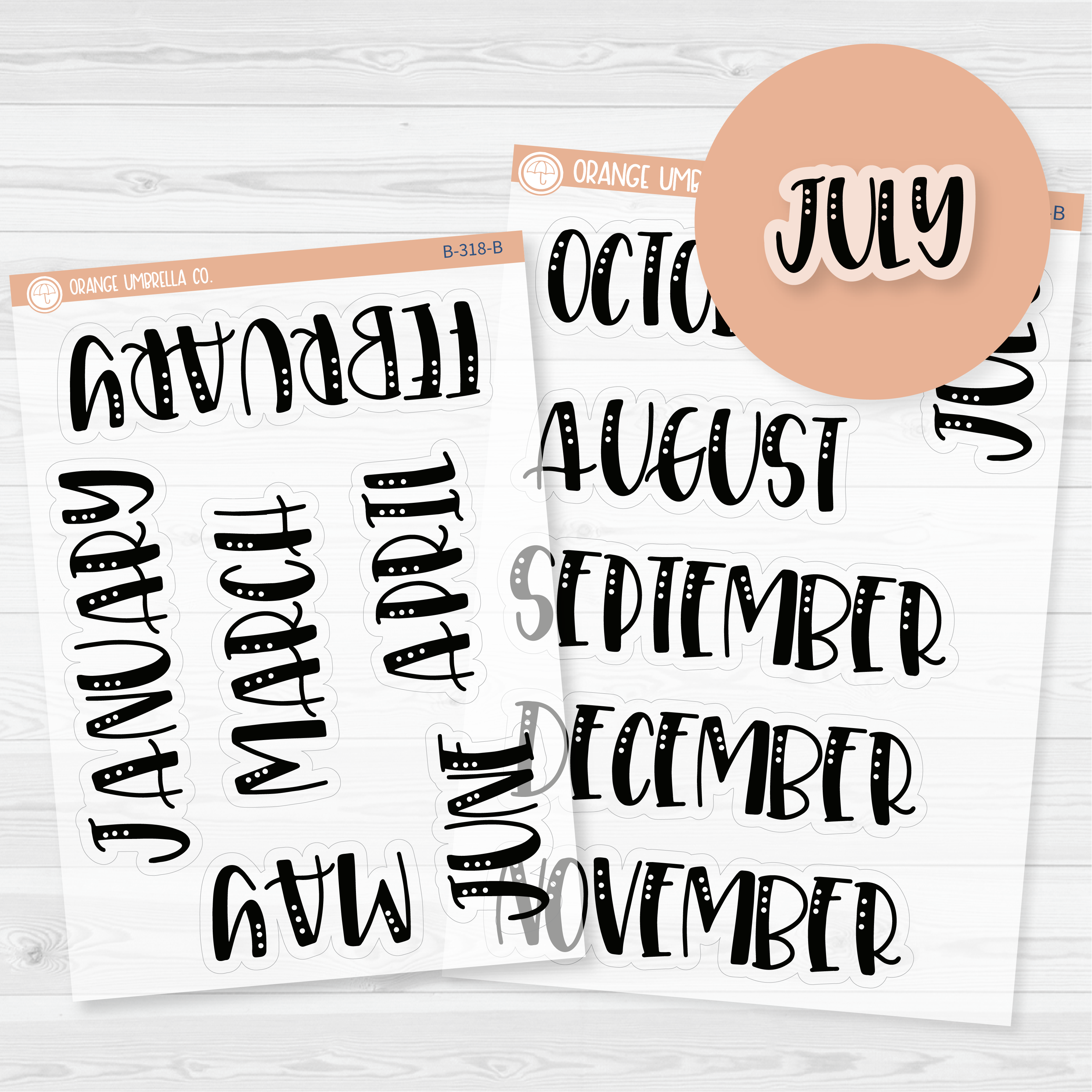 CLEARANCE | Month Name Script Planner Stickers | F1 Clear Matte | B-318-319-BCM