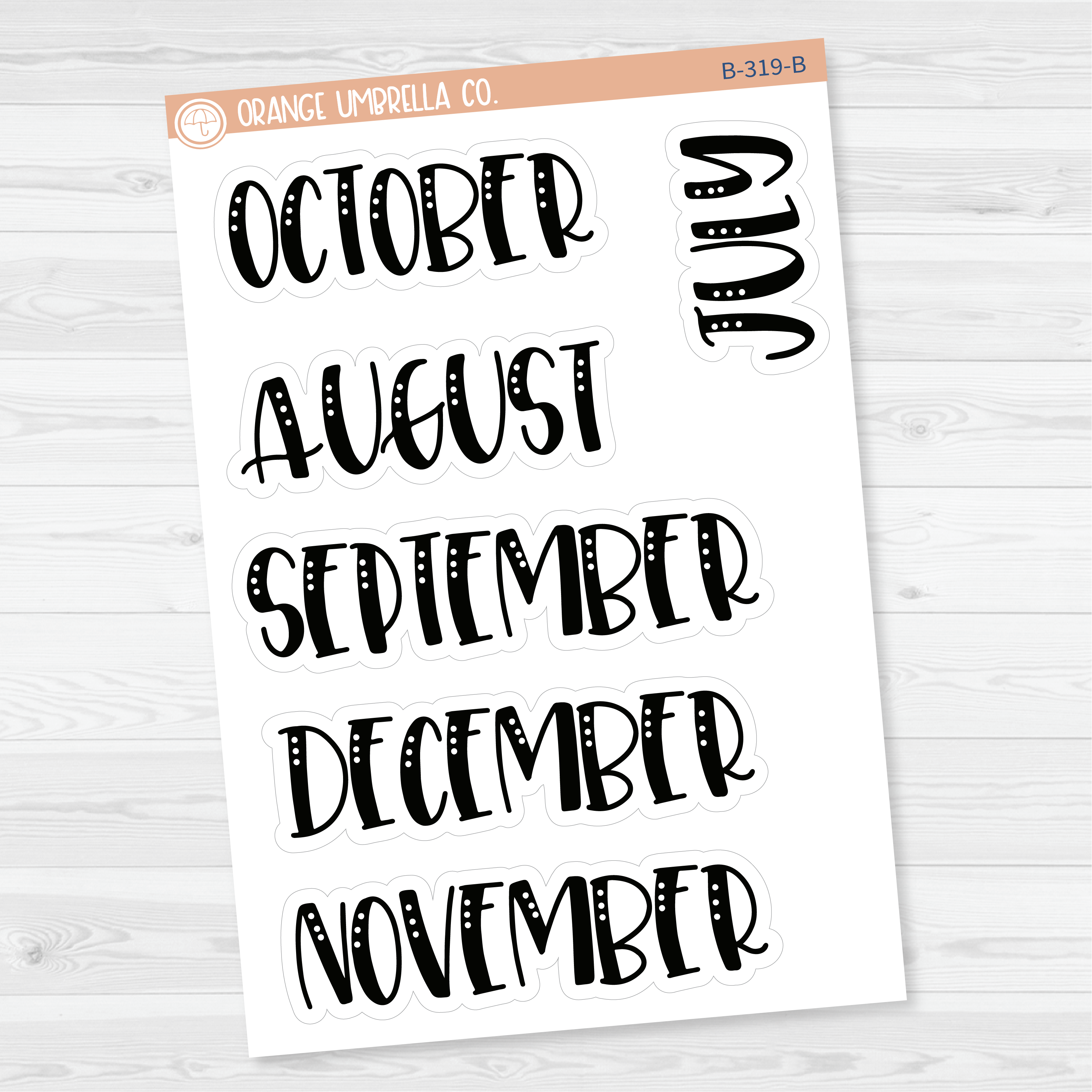 CLEARANCE | Month Name Script Planner Stickers | F1 | B-318/319-B