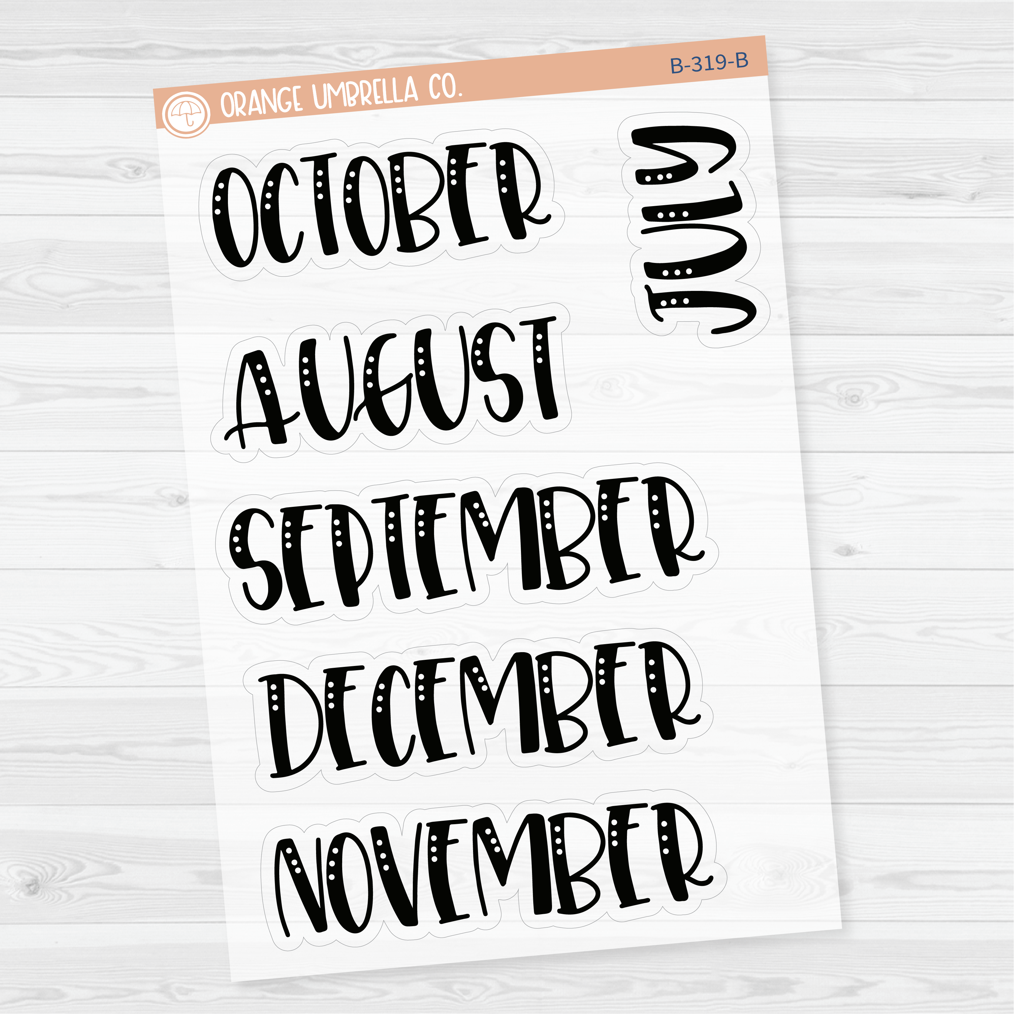 CLEARANCE | Month Name Script Planner Stickers | F1 Clear Matte | B-318-319-BCM