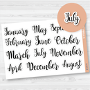 Month Name Script Planner Stickers - 7x9 ECLP | B-323-B
