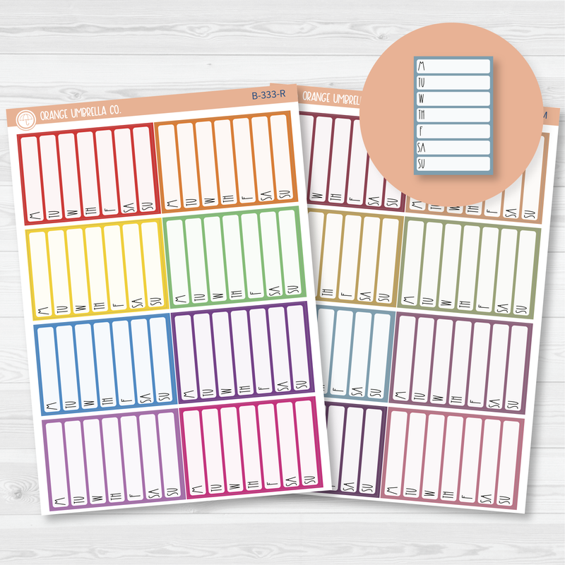 Weekly Side Bar Tracker Box Planner Stickers | Blank Labels for Tracking | B-333