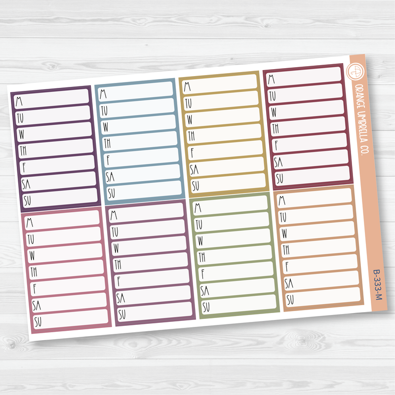 Weekly Side Bar Tracker Box Planner Stickers | Blank Labels for Tracking | B-333