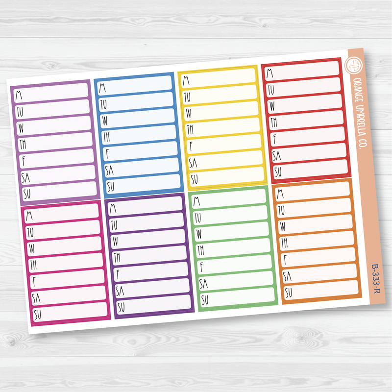 Weekly Side Bar Tracker Box Planner Stickers | Blank Labels for Tracking | B-333