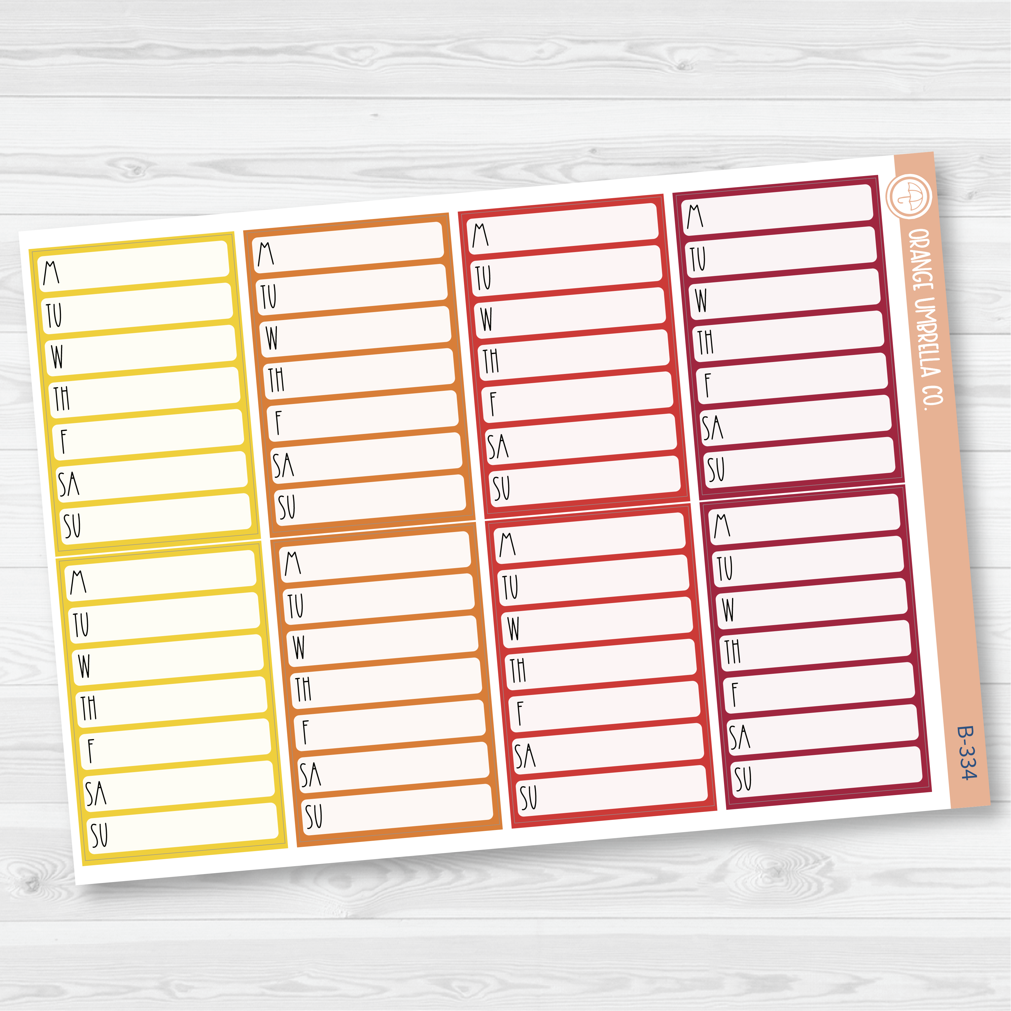 CLEARANCE | Side Bar Habit Tracker Planner Stickers, Blank Labels for Tracking, Warm Color Print Planning Stickers B-334-336