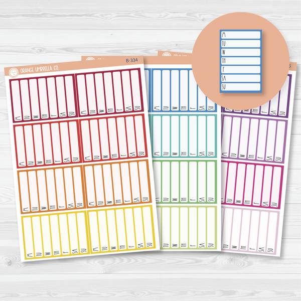 Side Bar Habit Tracker Planner Stickers, Blank Labels for Tracking, Warm Color Print Planning Stickers B-334-336