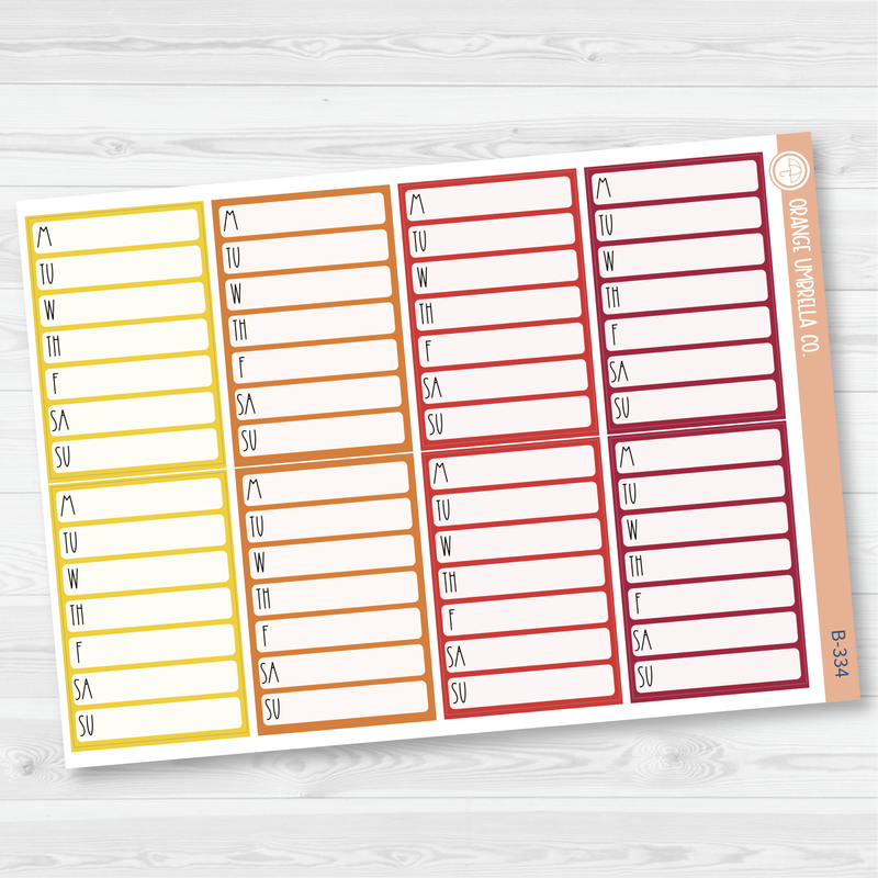 Side Bar Habit Tracker Planner Stickers, Blank Labels for Tracking, Warm Color Print Planning Stickers B-334-336